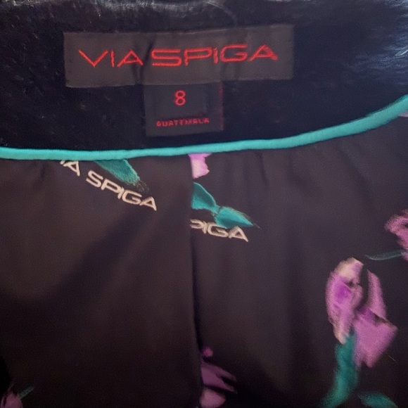 Via Spiga Black and Purple Floral Coat - Picture 6 of 10